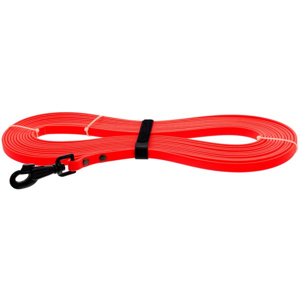 Longe de laisse de chien en PVC sangle orange idéal pour vos activités en extérieur marque CANIHUNT